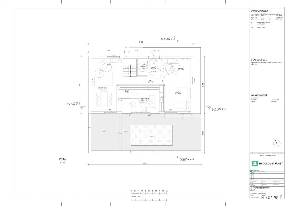 Entréplan – Planritning exempel Planritning markplan 1:100 med rumsindelning