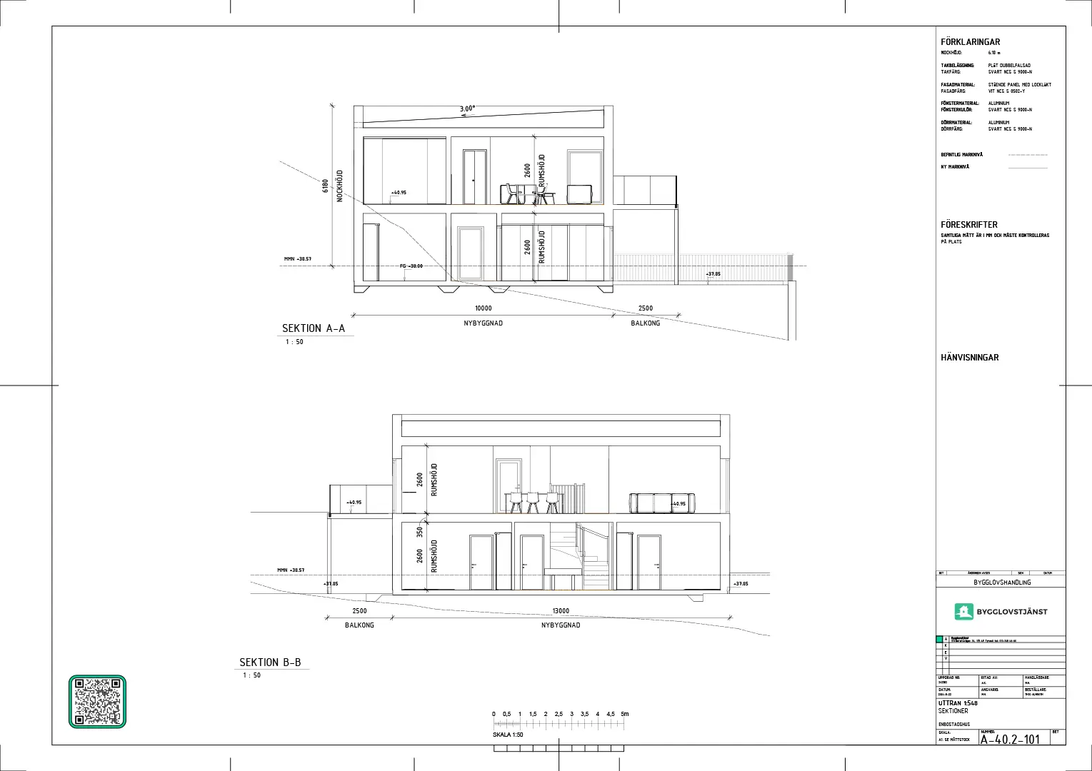 bygglovshandlingar exempel sektioner